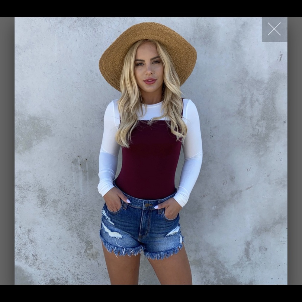 LAYERED CRIMSON & CREAM LONG SLEEVE BODYSUIT